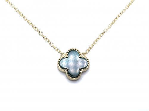 Silver Gold Plated Green Clover Necklet