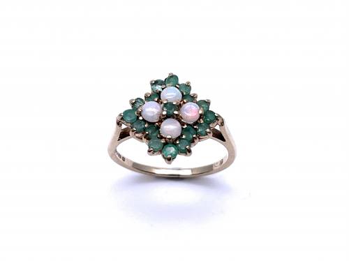 9ct Opal & Emerald Cluster Ring