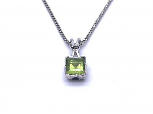 9ct Peridot Solitaire Pendant & Chain