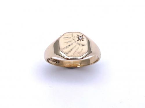 9ct Yellow Gold Diamond Signet Ring