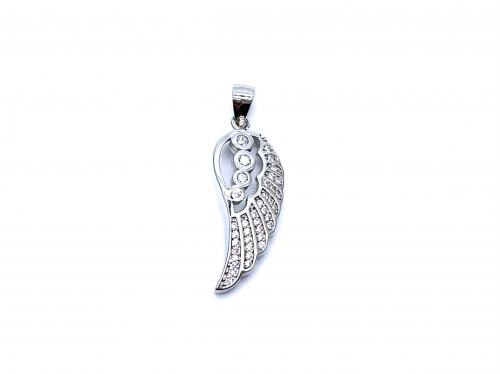 Silver CZ Angel Wing Pendant