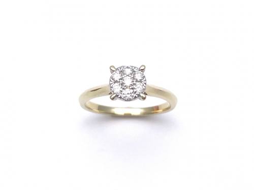 9ct White Gold Diamond Cluster Ring 0.25ct