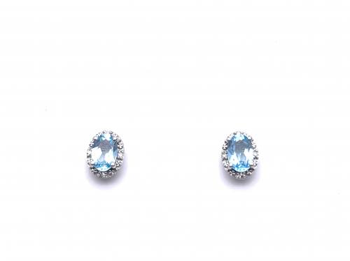 9ct Blue Topaz & Diamond Cluster Earrings