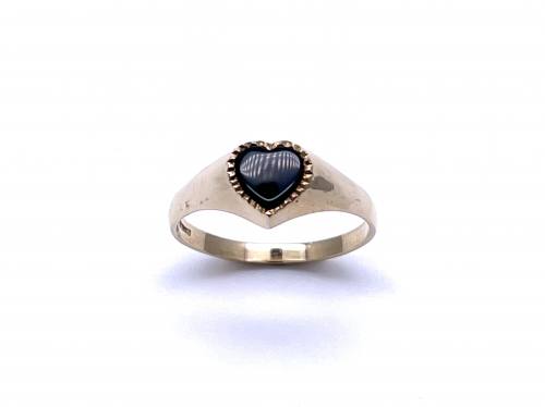 9ct Yellow Gold Onyx Heart Ring