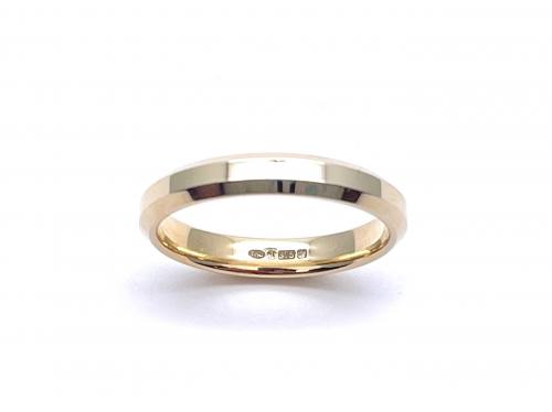 9ct Yellow Gold Bevelled Wedding Ring 3mm
