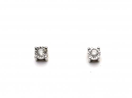 9ct Diamond Solitaire Stud Earrings