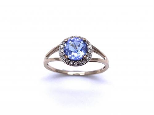 9ct Tanzanite & Diamond Halo Ring
