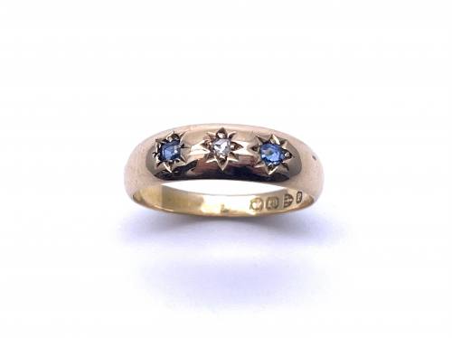 18ct Sapphire & Diamond 3 Stone Ring 1898