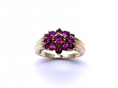 9ct Ruby Flower Cluster Ring