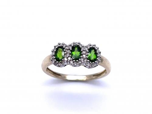 9ct Chrome Diopside & Diamond Ring