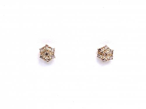 9ct Yellow Gold Diamond Cluster Studs