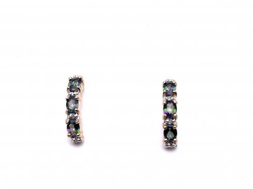 9ct Mystic Topaz & Diamond Earrings