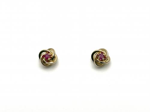 9ct Yellow Gold Ruby Knot Earrings
