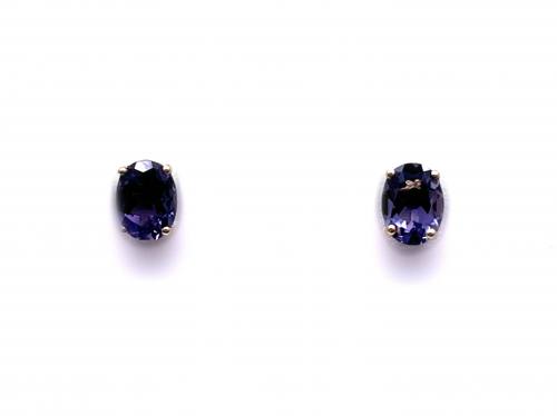 9ct Iolite Solitaire Stud Earrings