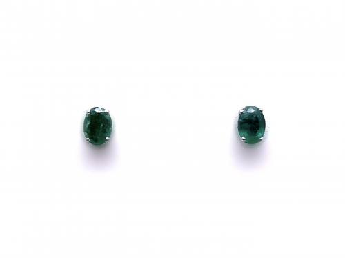 14ct White Gold Emerald Stud Earrings