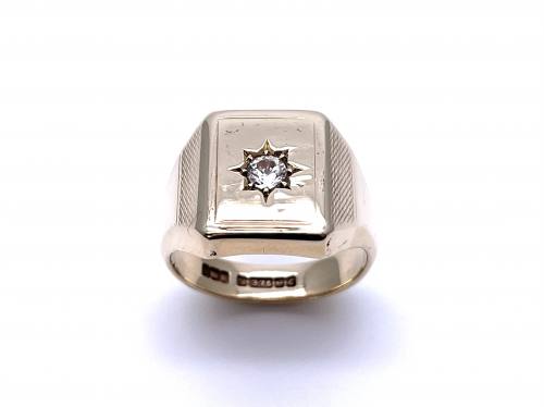9ct Yellow Gold CZ Signet Ring