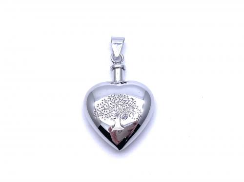 Silver Engraved Heart Ashes Locket 40X24mm