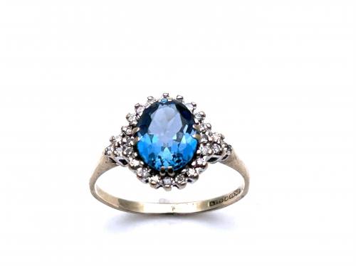 9ct Blue Topaz & Diamond Ring