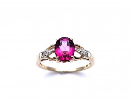 9ct Pink Topaz & Diamond Ring