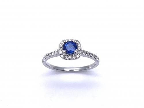 18ct White Gold Sapphire & Diamond Ring