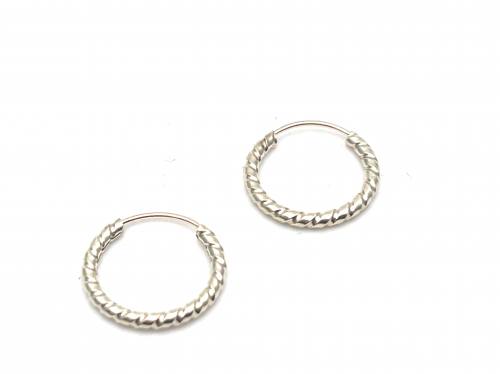 9ct Yellow Gold Twisted Sleeper Hoop Earrings 11mm