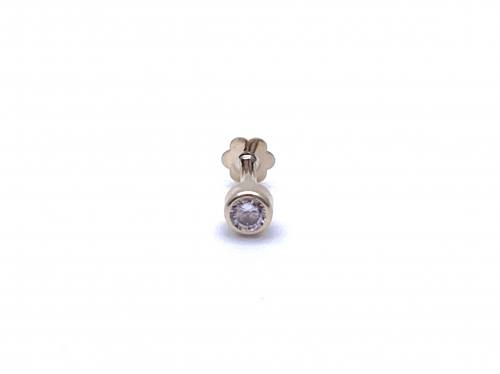 9ct Yellow Gold CZ Labret Stud Earring
