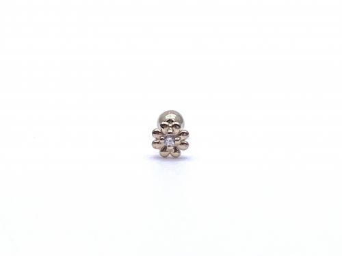 9ct Yellow Gold CZ Cartilage Daisy Stud Earring
