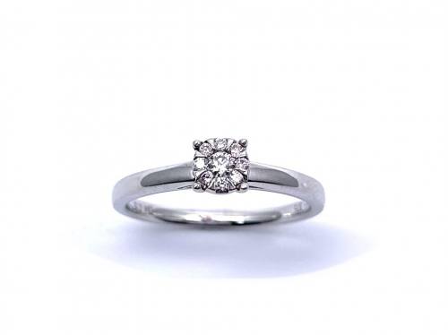 9ct White Gold Diamond Cluster Ring