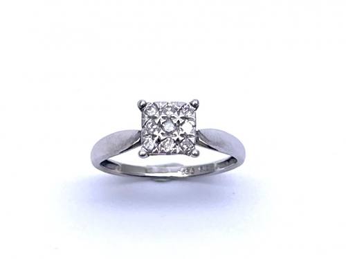 9ct White Gold Diamond Cluster Ring