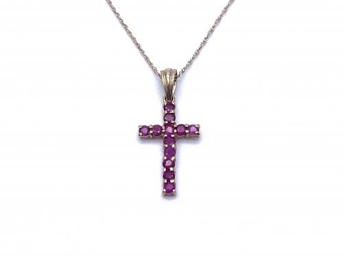 9ct Ruby Cross Pendant & Chain