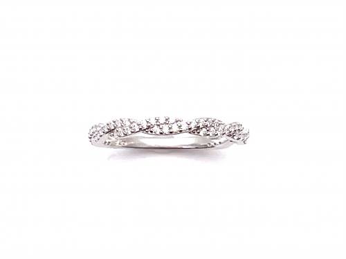 Silver CZ Twisted Band Ring Size O