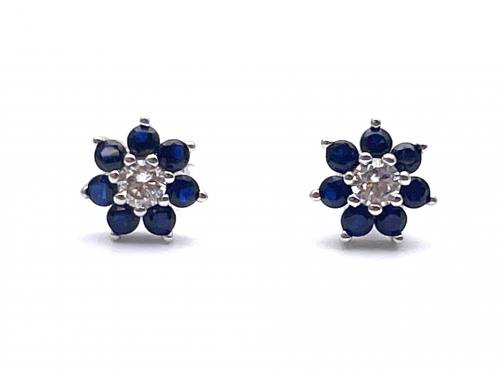 Silver CZ Flower Earring Studs 8mm