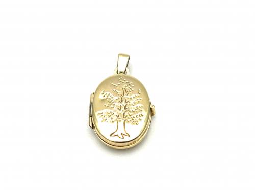 9ct Yellow Gold Tree Engraved Locket