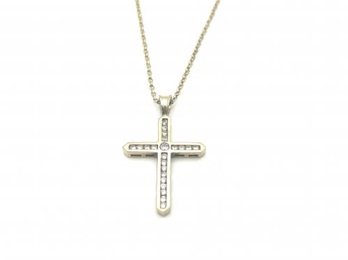 9ct Yellow Gold CZ Cross & Chain