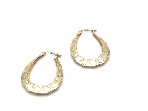9ct Yellow Gold Hoop Earrings 27 x 22mm