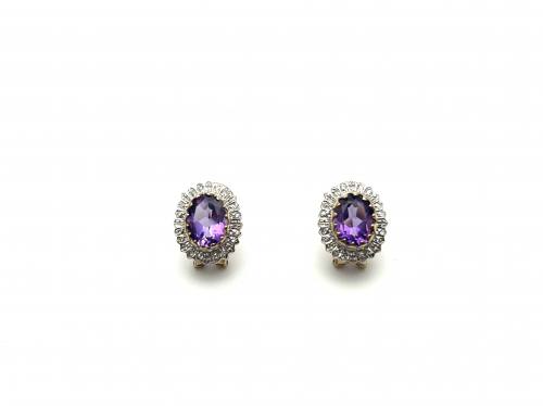 9ct Amethyst & Diamond Stud Earrings