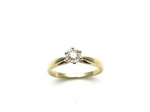 9ct Yellow Gold Diamond Solitaire Ring