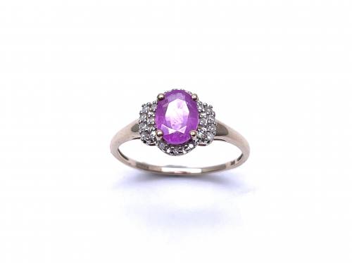 9ct Pink Sapphire & Diamond Ring