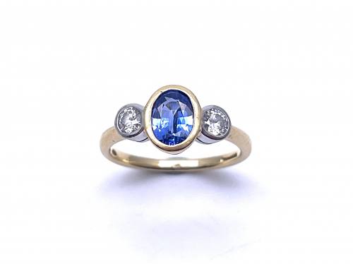 18ct Sapphire & Diamond 3 Stone Ring