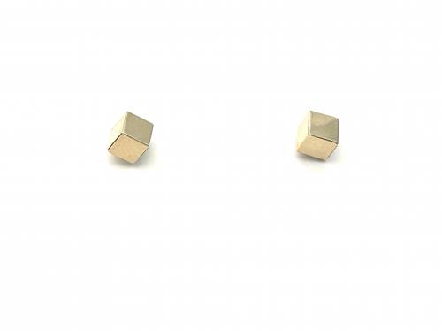 9ct Yellow Gold Cube Stud Earrings 7mm
