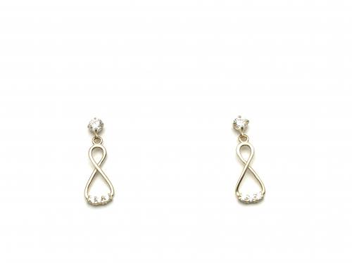 9ct Yellow Gold CZ Infinity Drop Stud Earrings