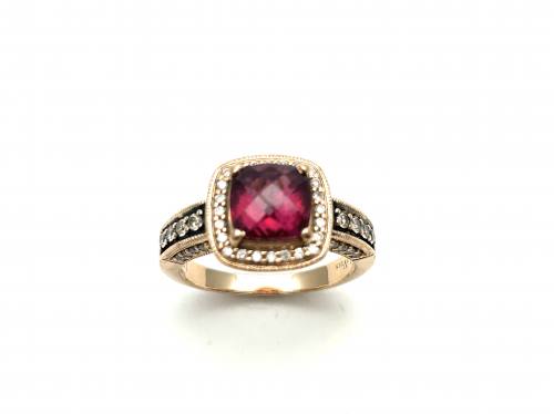 14ct Rose Gold Garnet & Diamond