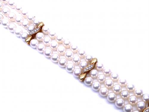 18ct Pearl & Diamond Bracelet