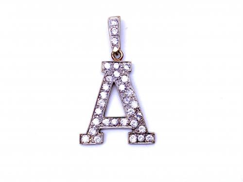 9ct Yellow Gold CZ Initial 'A' Pendant
