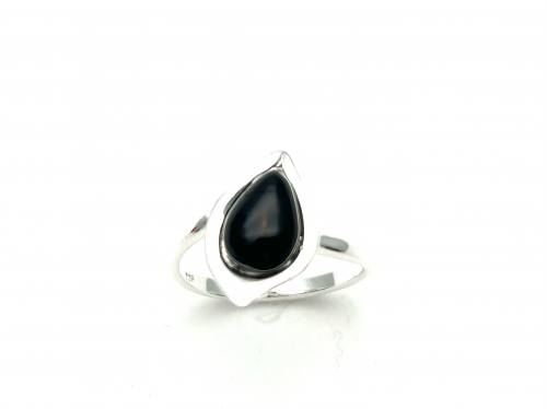 Silver Whitby Jet Ring Size M