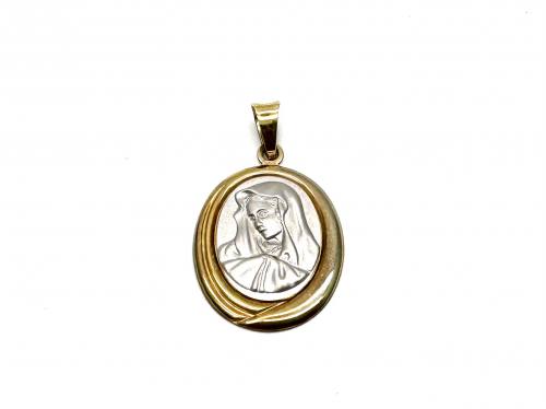 9ct Two Colour Mary Pendant