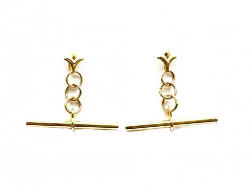 9ct Yellow Gold T-Bar Drop Earrings