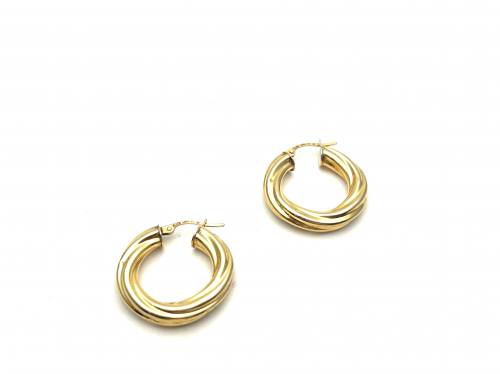 9ct Yellow Gold Tube Hoop Earrings
