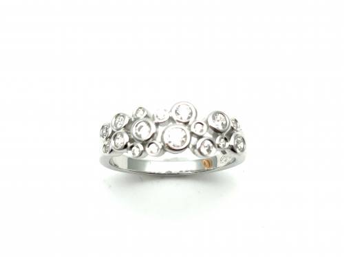 Silver CZ Three Row Bubble Ring