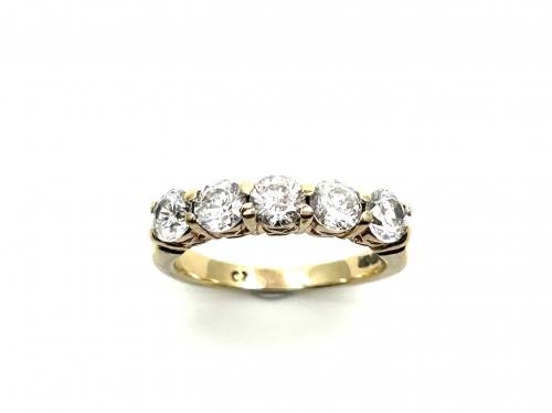 9ct Yellow Gold CZ 5 Stone Ring